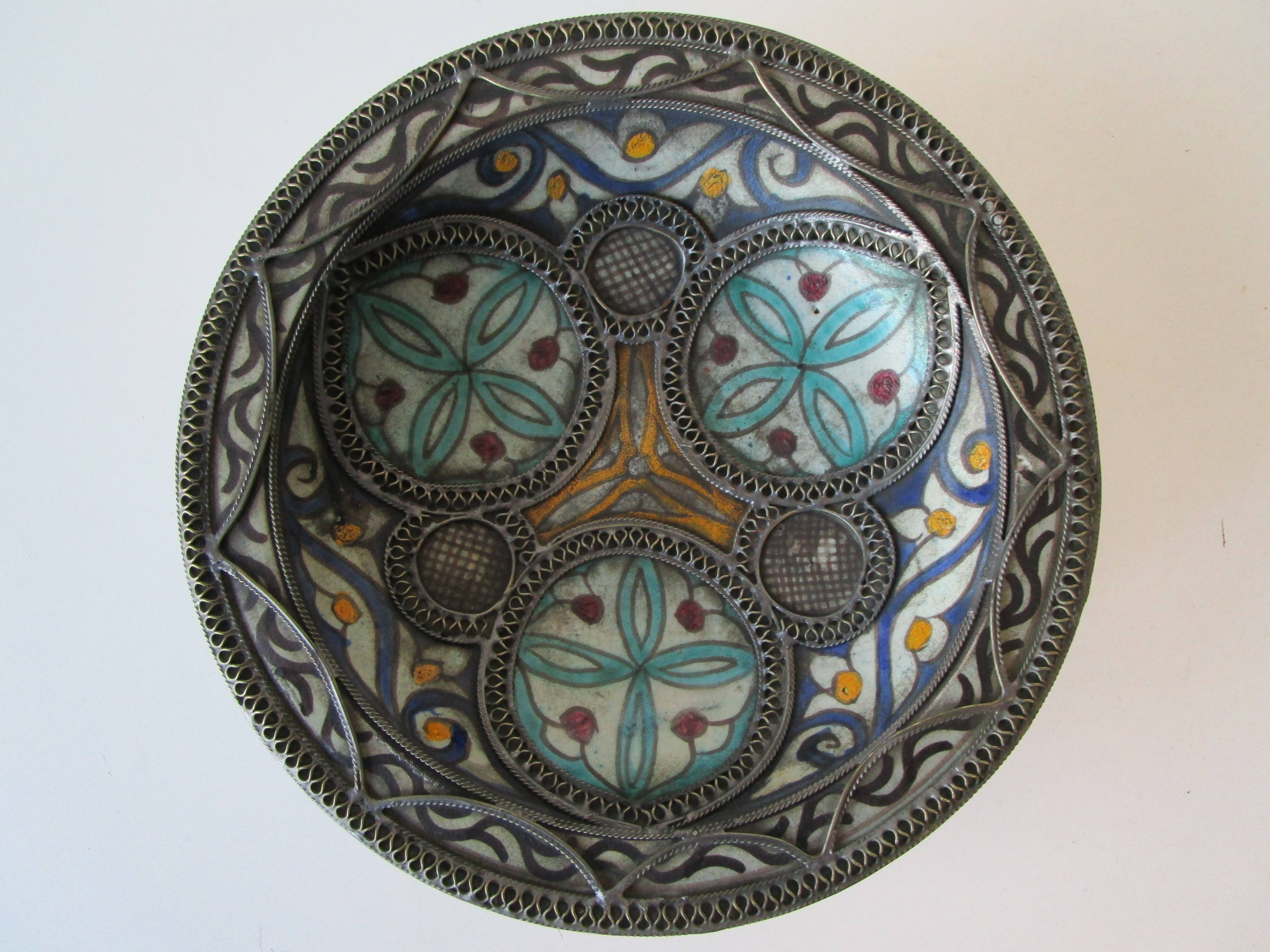 Duo of antique plates in filigree Hispano Moorish ceramics