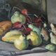 Oil on panel, still life with fruit, signed, 1930s