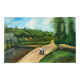 Oil painting landscape countryside signed Louroy - Characters