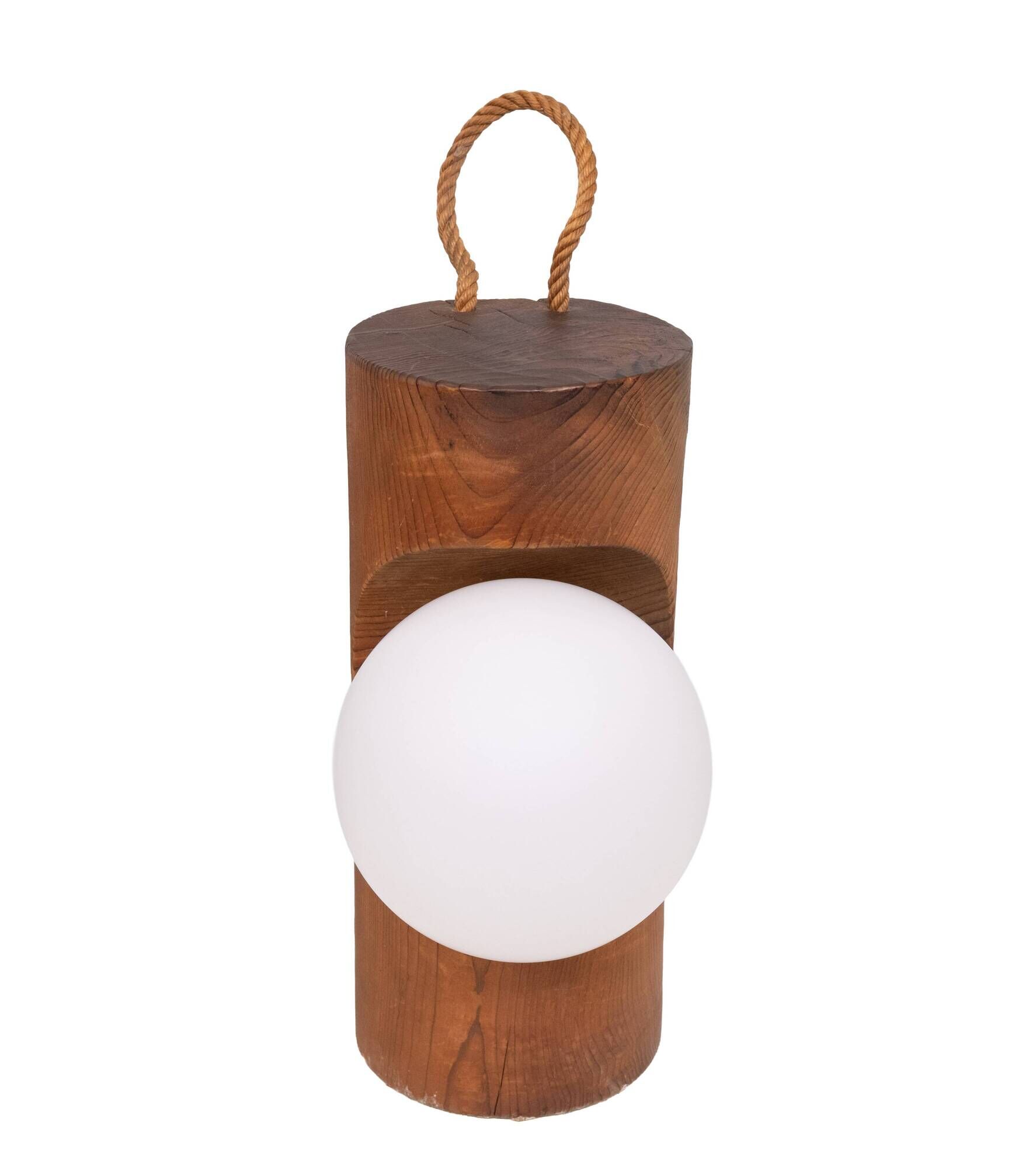 Temde Brutalist solid Pine Hang or Table lamp 1960s Swiss