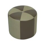 Round Vintage Pouf Two-tone Faux Leather Patchwork
