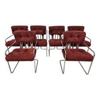 Set of six Tucroma dining chairs by Guido Faleschini for 4 Mariani, 1970