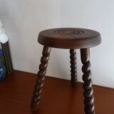 Vintage turned wood tripod stool