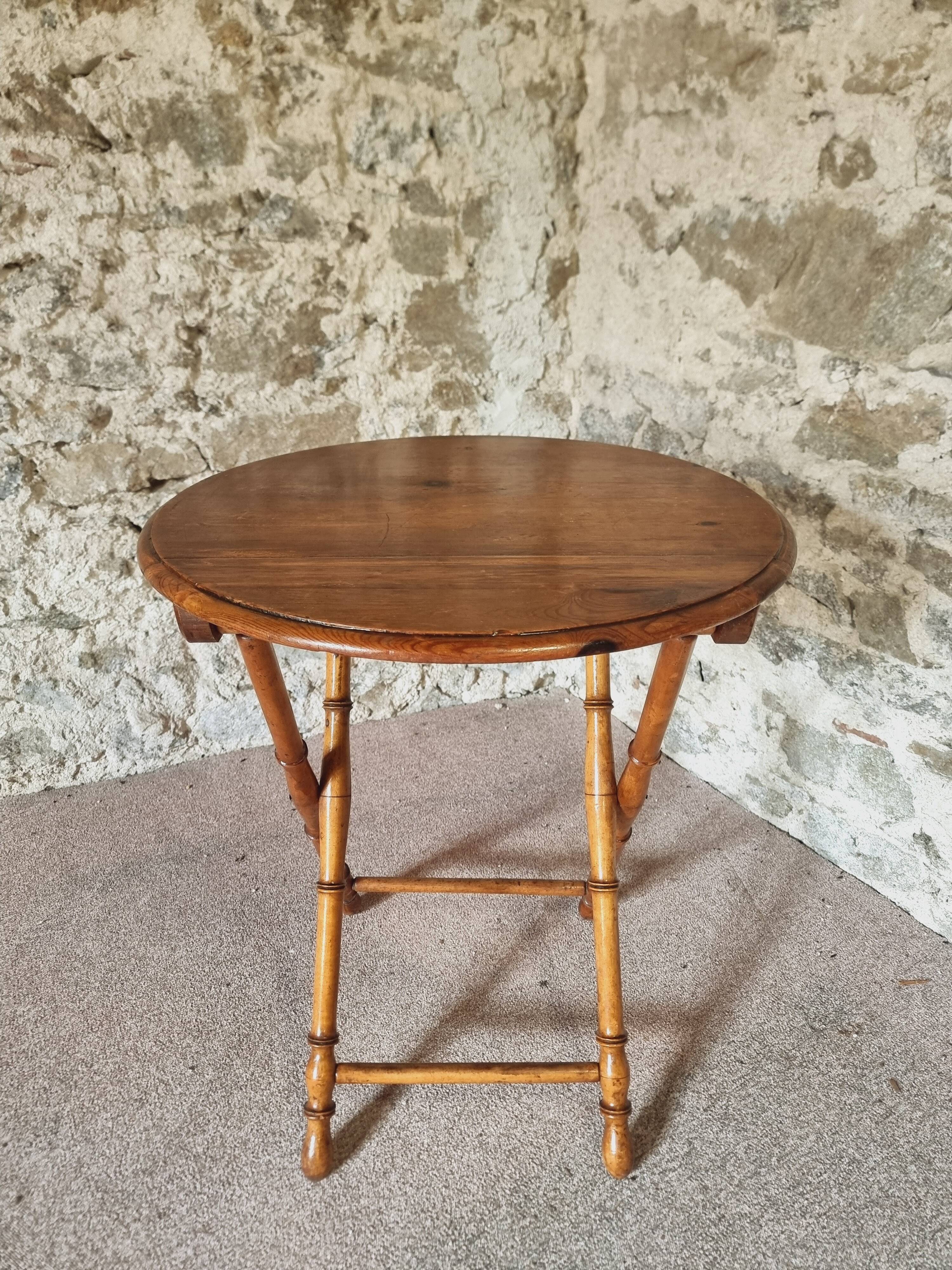 Faux Bamboo Folding Winemaker's Table - 1930s, Pine and Beech