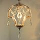 French vintage single light metal glass & acrylic crystal cage chandelier 3152