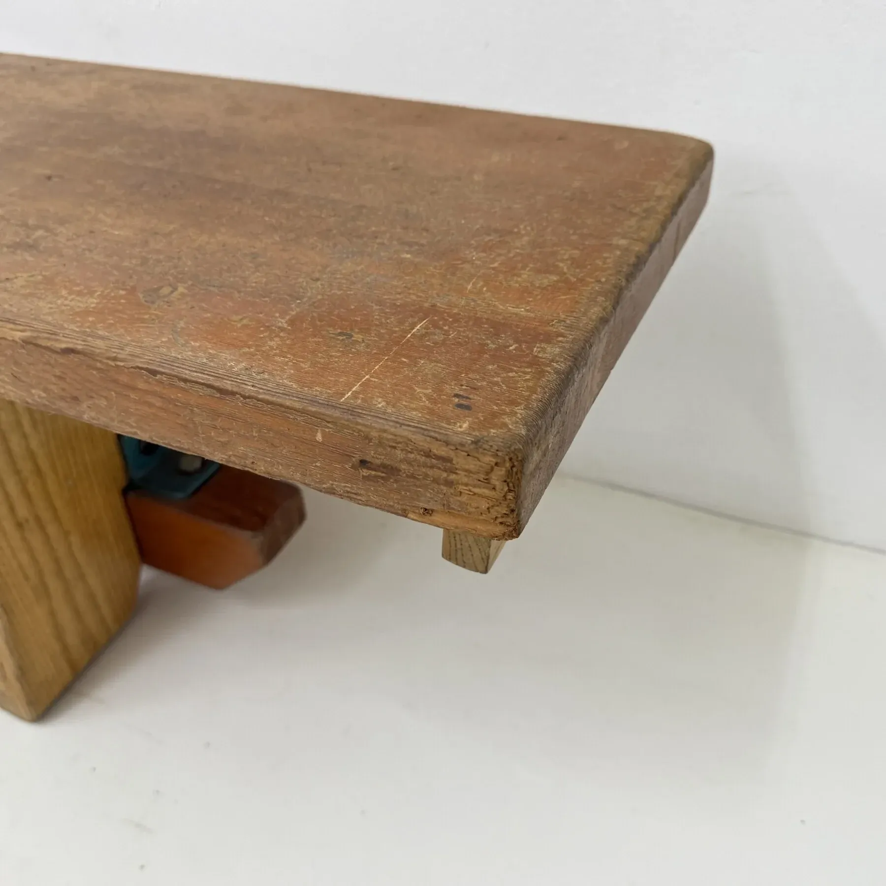 Vintage solid wooden school bench, 1970s