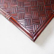 Pair of vintage pagoda tables in faux bamboo with chevron pattern - Maitland & Clasco