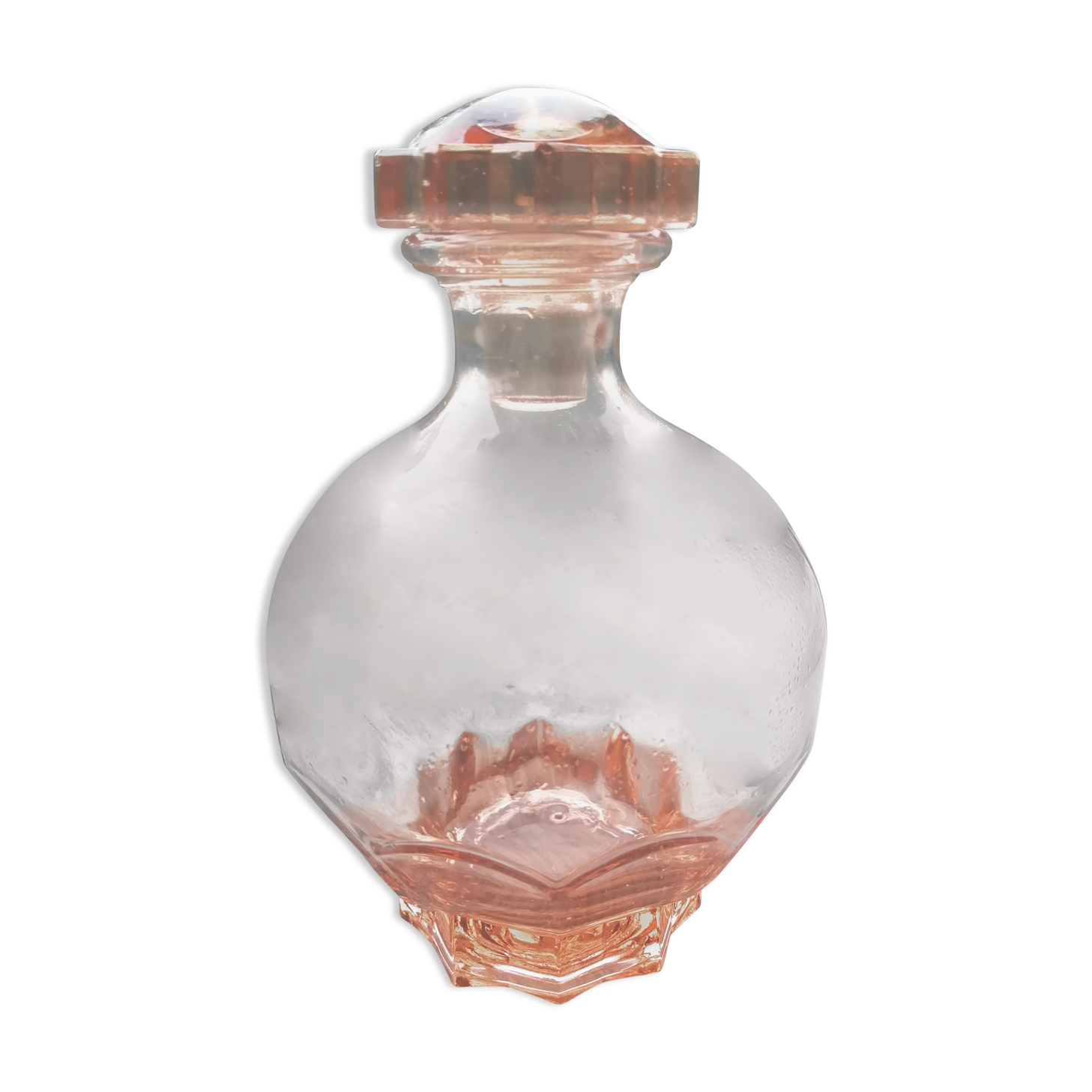 Pink glass decanter
