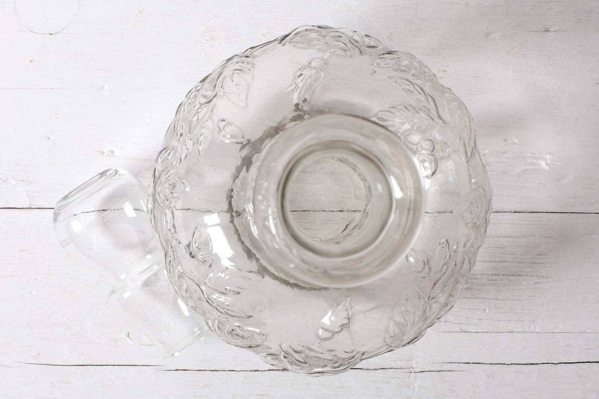 Carafe à vin en verre à motifs de roses, Empoli, Italie, années 1950