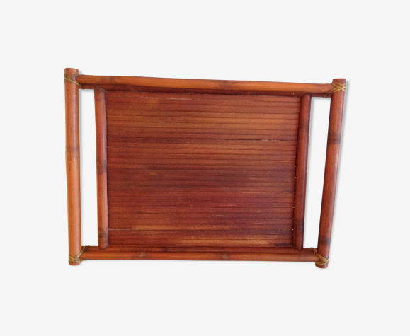Plateau rectangulaire en bambou années 60/70