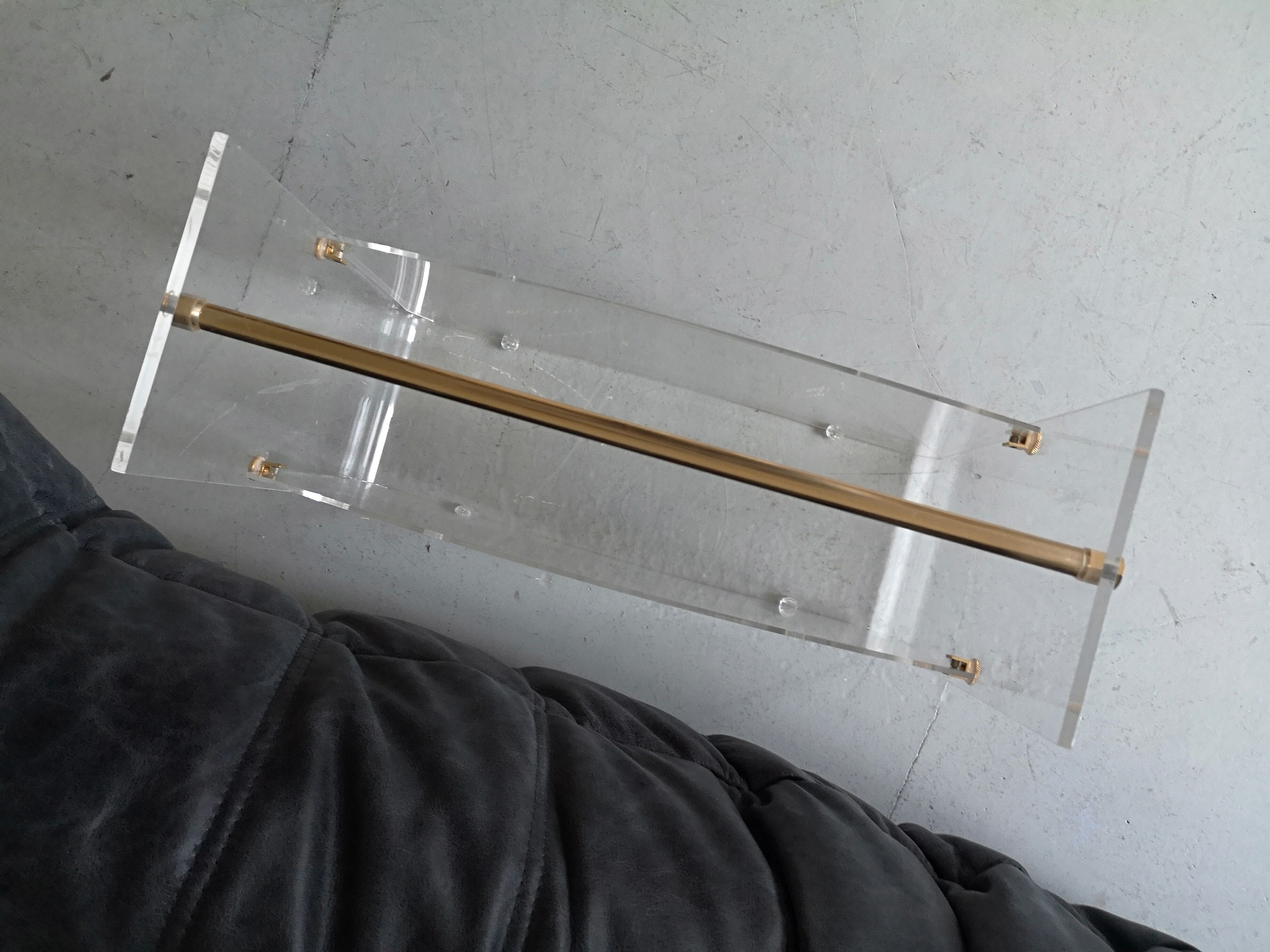 Magazine holder plexi and brass, David Lange, 1970