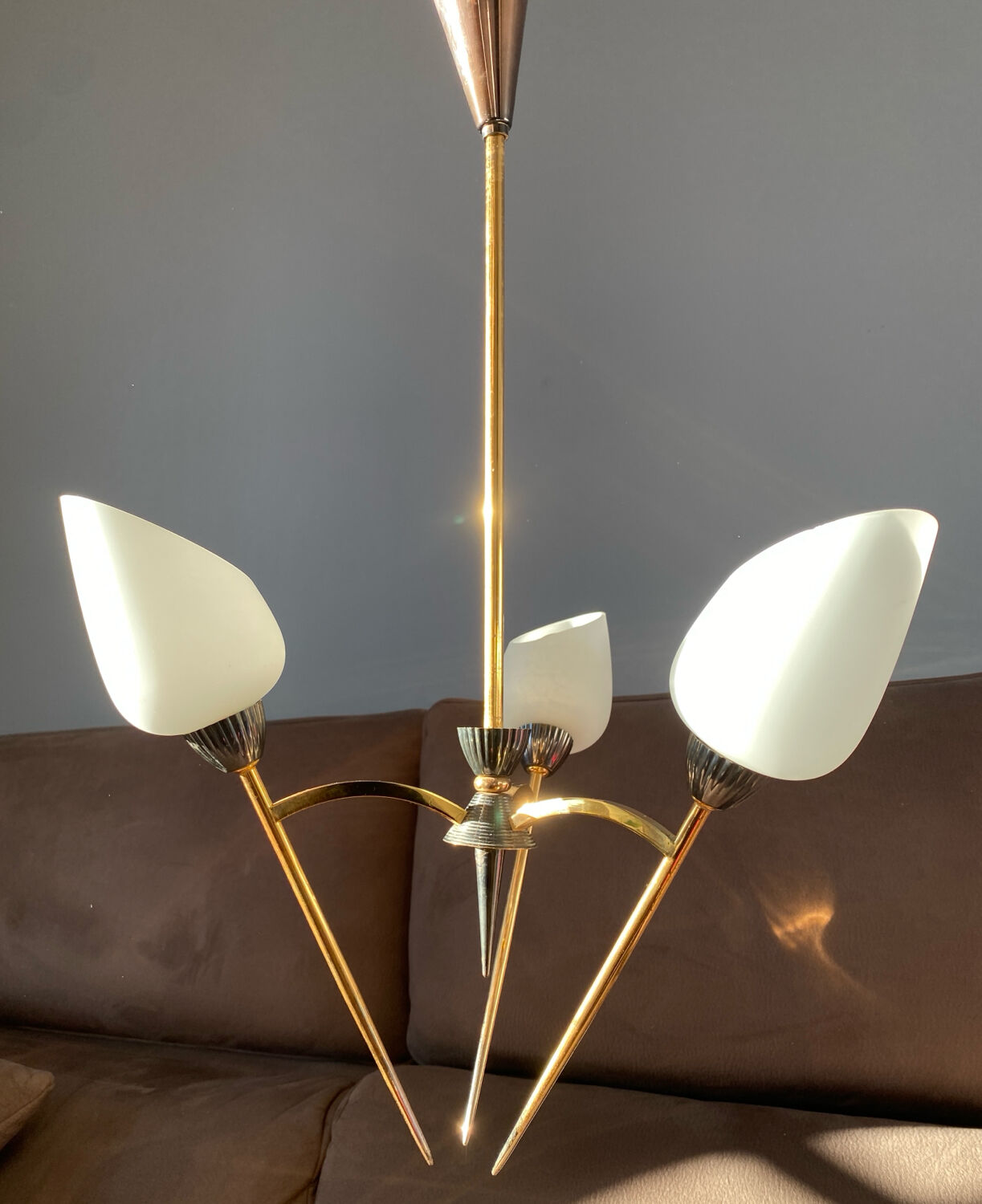 Rare Lustre Vintage des années 60, dans l’esprit Stilnovo / Maison Arlus.