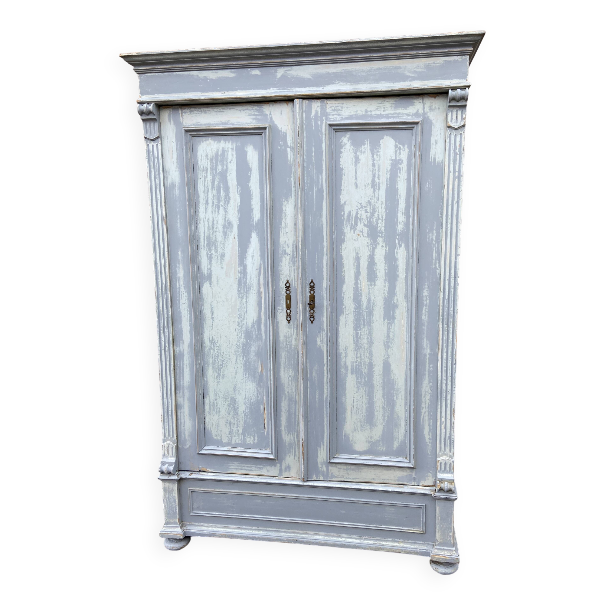 Rustic Alsatian cabinet late 19 Eme painted fir