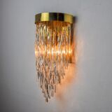 Venini waterfall wall lamp, Murano glass rods, Italy 1970