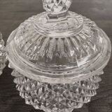 Pair of crystal-style cut glass bottles – retro/vintage dressing table