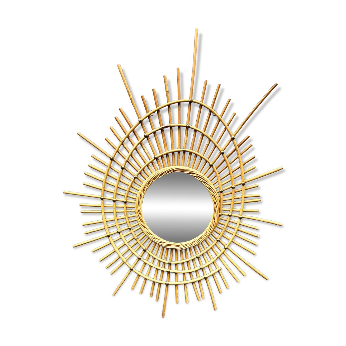Vintage rattan sunburst mirror