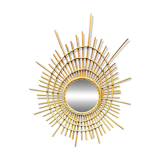 Vintage rattan sunburst mirror