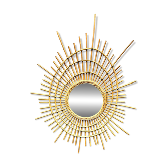 Vintage rattan sunburst mirror