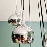 Large chrome-plated metal waterfall chandelier, Hans-Agne Jakobsson, 1960-70