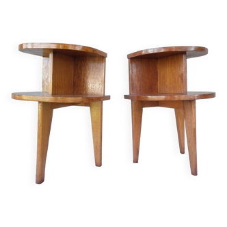 Paire de tables de chevet tripode 1950