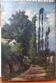 Landscape, path to the house - Original old oil painting on canvas