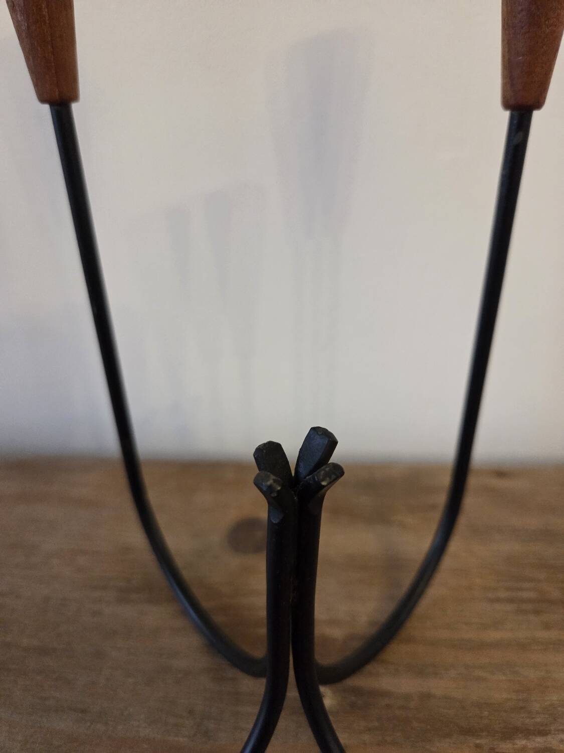 Scandinavian teak and metal candlestick
