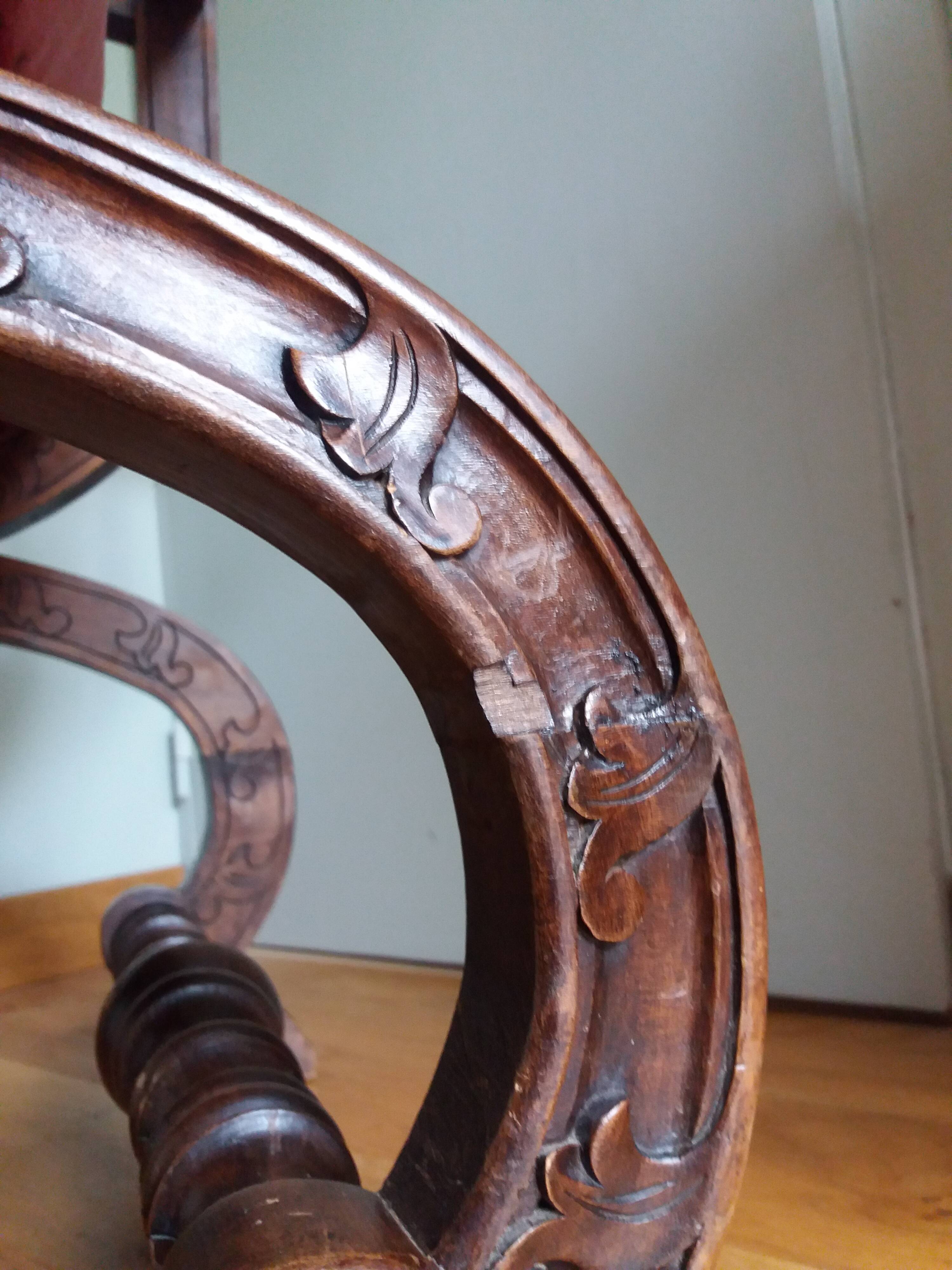 Dagobert curule armchair with chimera heads 19th century