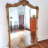 Large gilded mirror louis XV rockery  142x99cm