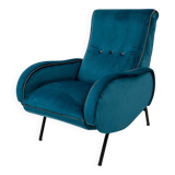 Marco Zanuso Mid-Century Modern Italian Velvet Reclining Armchair, 1950s