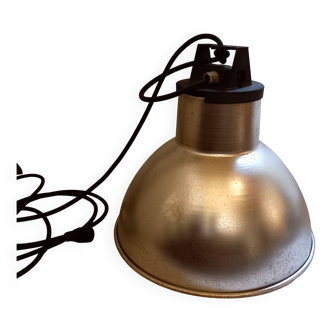 Industrial pendant light, aluminum globe, workshop style