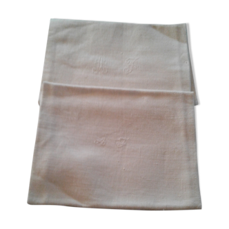 Two tea towels, cotton monogram A F