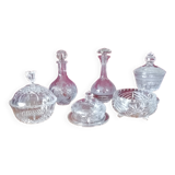 Set of decanters and other crystals