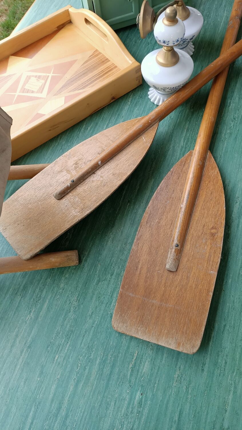 Pair of wooden oars