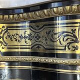 Low Boulle marquetry buffet, curved support furniture, Napoléon III period.