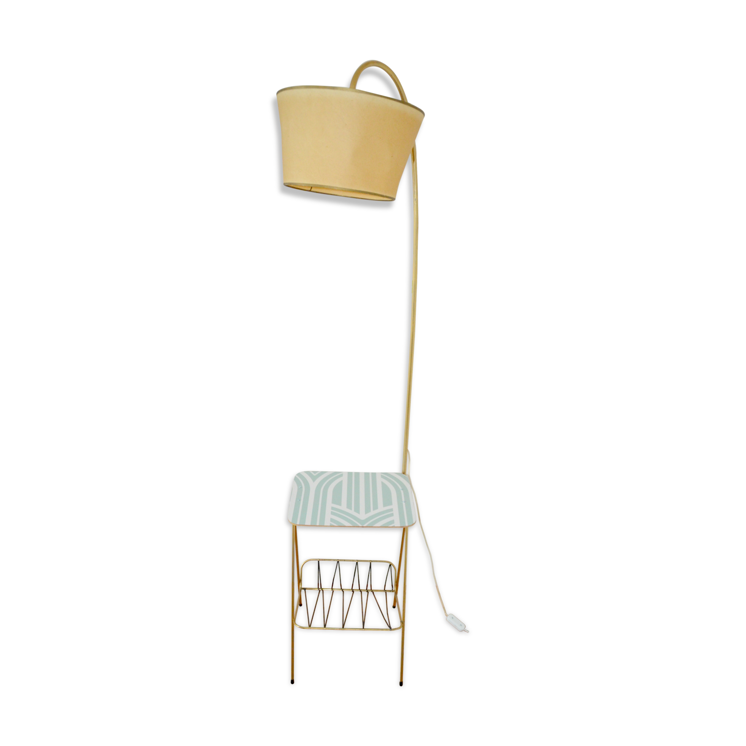 Floor lamp with magazine rack scoubidou years 50 Tablet