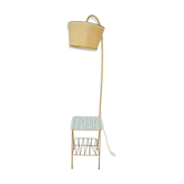 Lampadaire avec tablette porte-revues scoubidou années 50