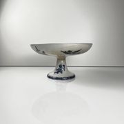 Compotier terre de Fer Pexonne, motif oiseau bleu fin XIXe