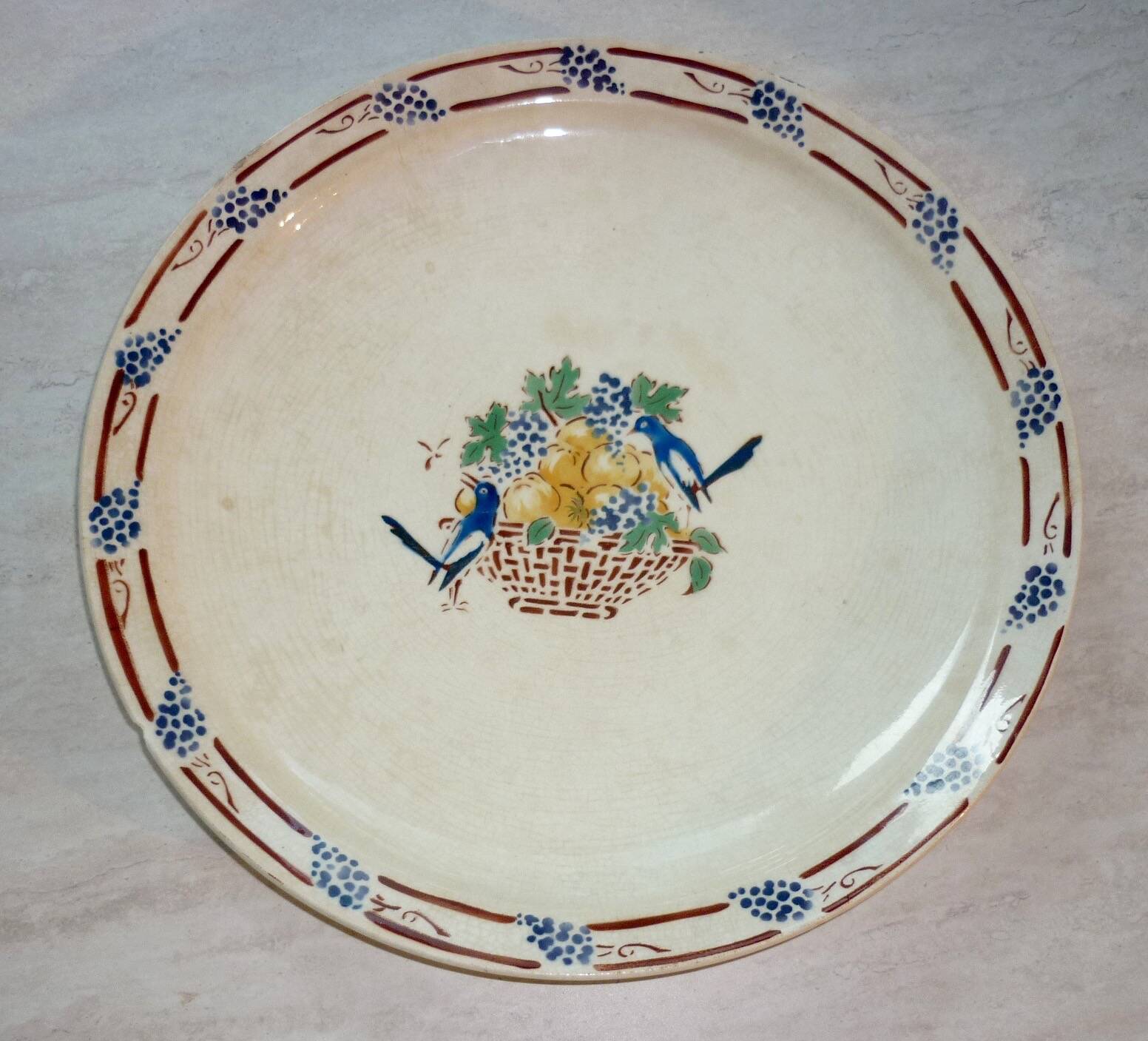 Round dish 32.5 cm Gournay signed M. Goupy for MAISON ROUARD