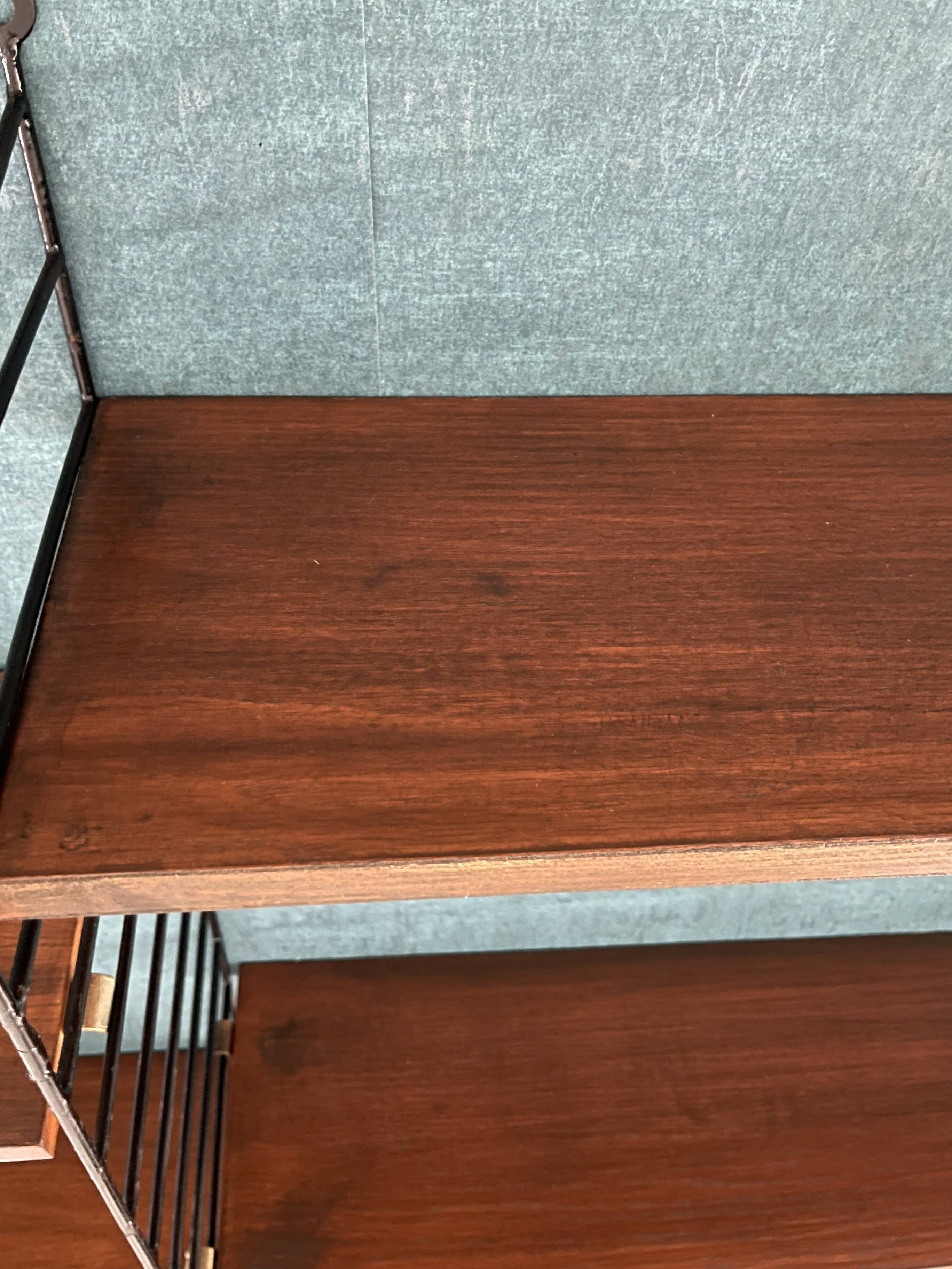 Nils Strinning 4-shelf teak wall-mounted bookcase, 165 cm x 75 cm
