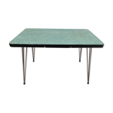 Table formica vert pieds eiffel extensible