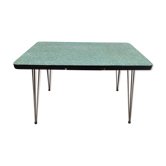Table formica vert pieds eiffel extensible