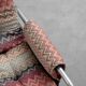 Pair of vintage metal armchairs with multicolour fabric – 1970s