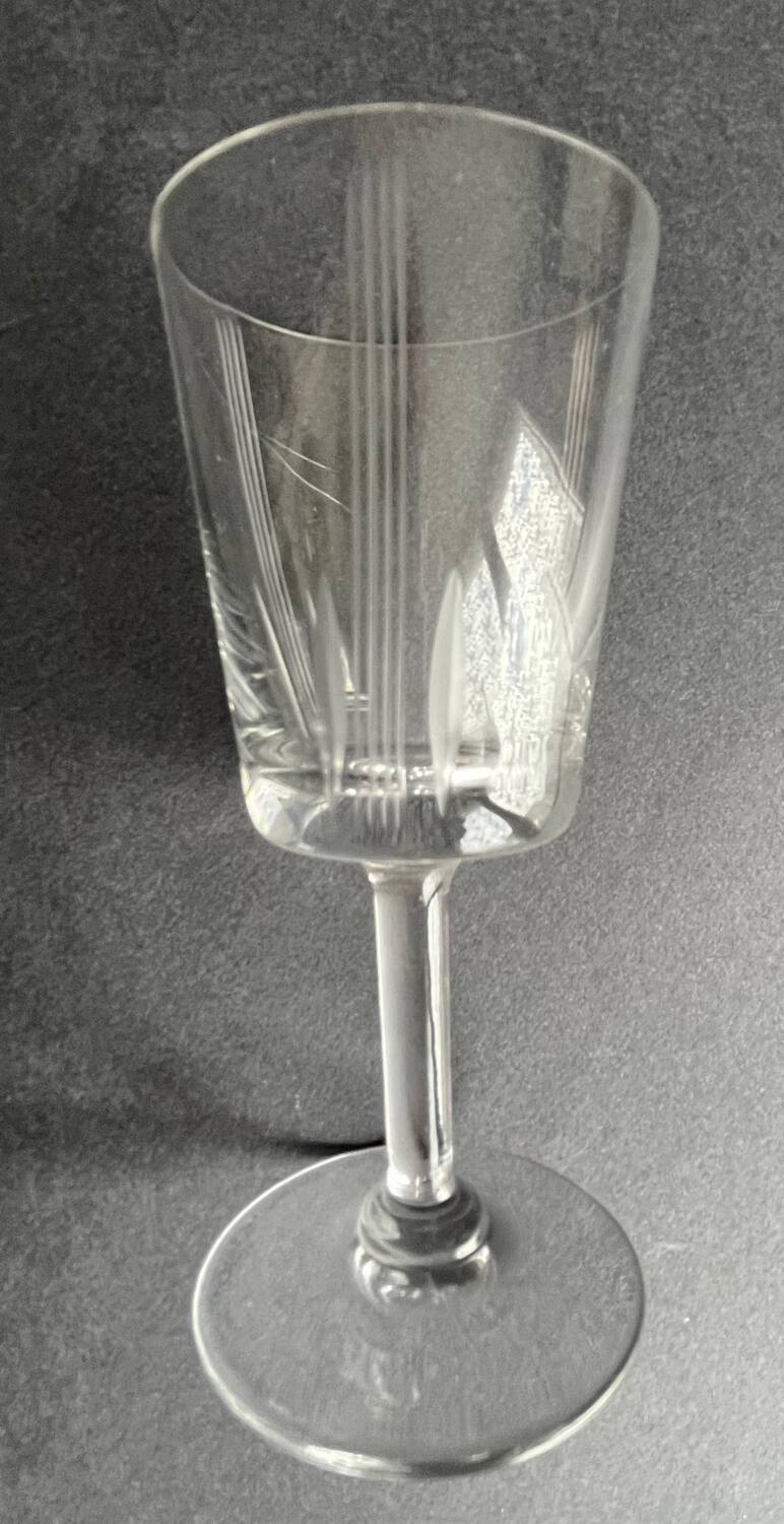 6 old cut crystal port glasses