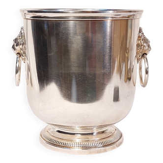 Silver-plated metal table ice bucket with lion head decoration