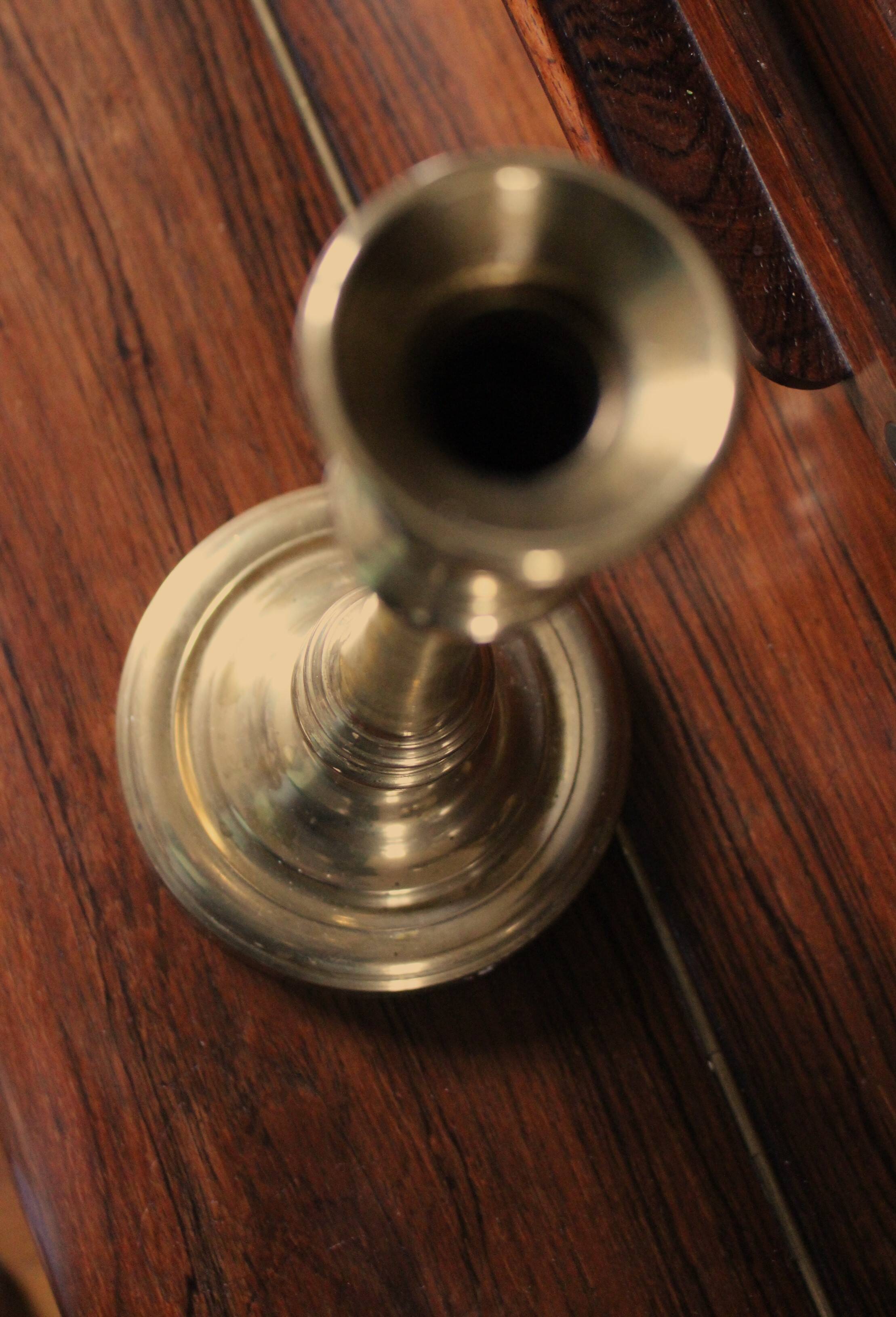 Large brass torch candle holder
