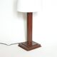 Leather lamp, saddle-stitched, 1960s vintage France.