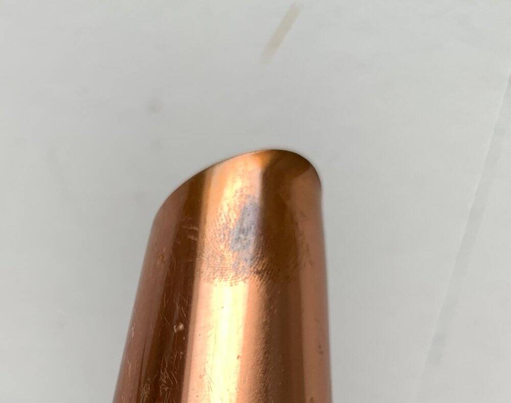 Carafe Vase Cooper and Teak German Mid-Century, 1950s