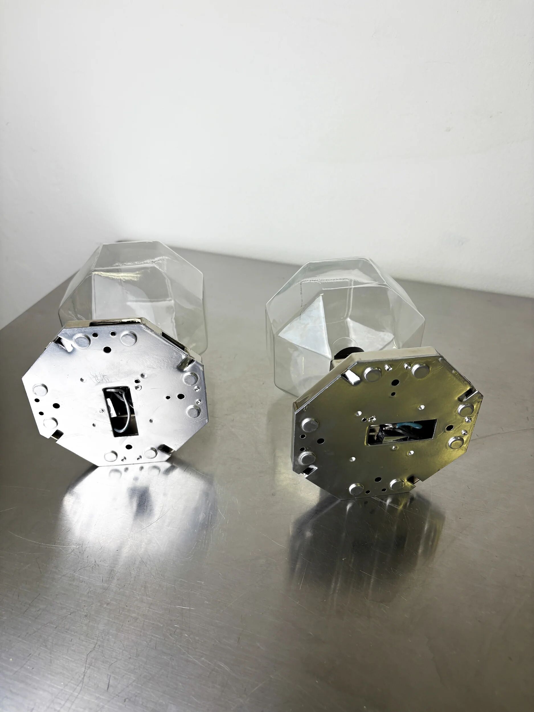 Pair of Motoko Ishii wall or flush mount lights for Staff Leuchten, Germany, 1970s