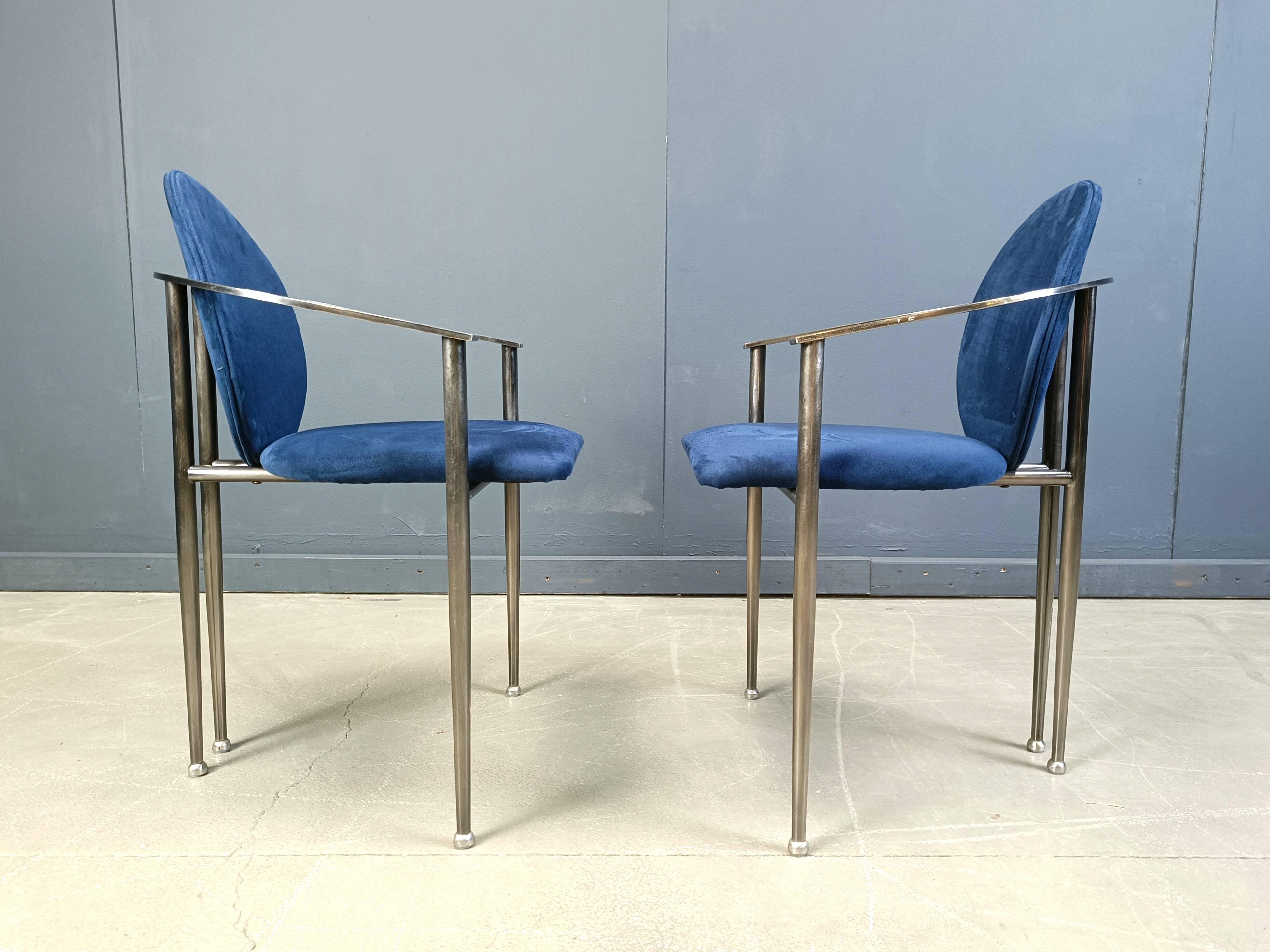 Ensemble de 6 chaises de salle à manger postmodernes par Belgochrom, années 1980