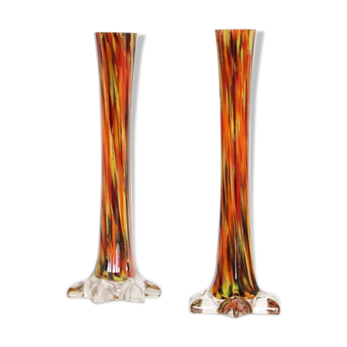 Duo of soliflores in mouth-blown glass